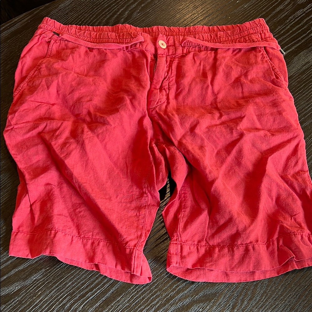 Men's Red Linen Shorts